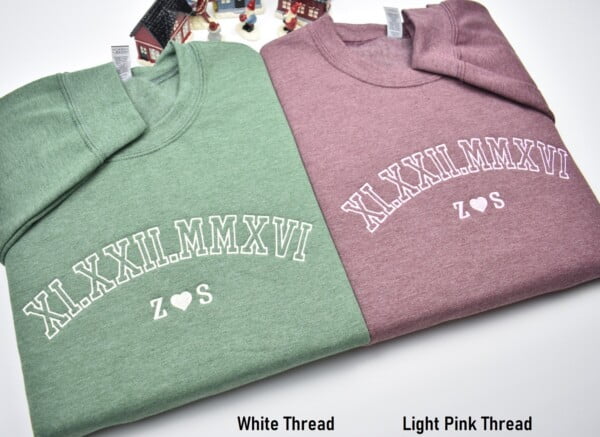 Custom Roman numeral embroidered matching hoodies for couples. Perfect gift for your loved ones. Big embroidered roman numeral sweatshirt with matching colors turn garments into memories. Must have gift for anniversary, valentine's day.