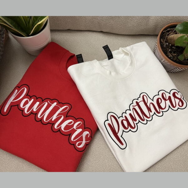 Custom Embroidered sweatshirts for holiday season with sleeve embroidery. Matching embroidered sweatshirts for couples, family, and loved ones. Beautiful embroidery with matching colors are best for Christmas gifts, anniversary.