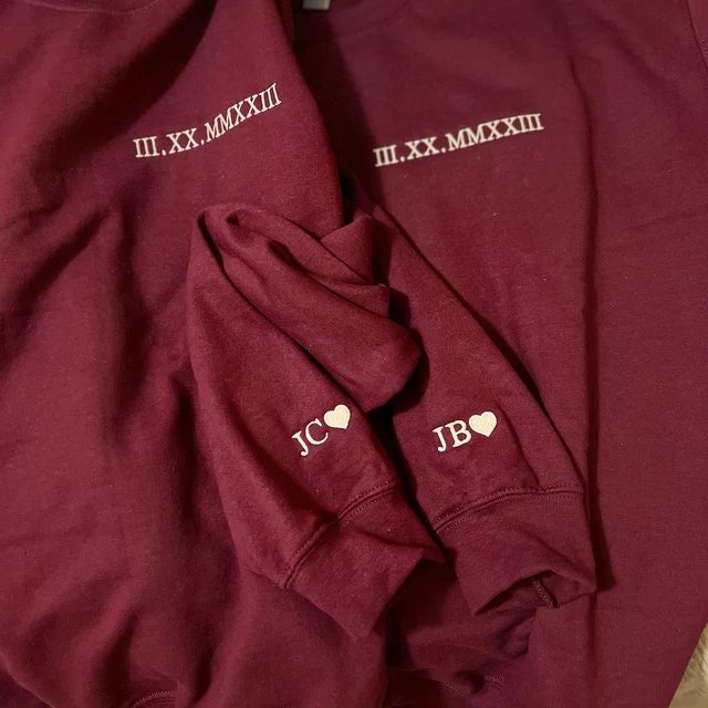 Custom Roman Numeral Date Sweatshirt with Sleeve Name - Image 15