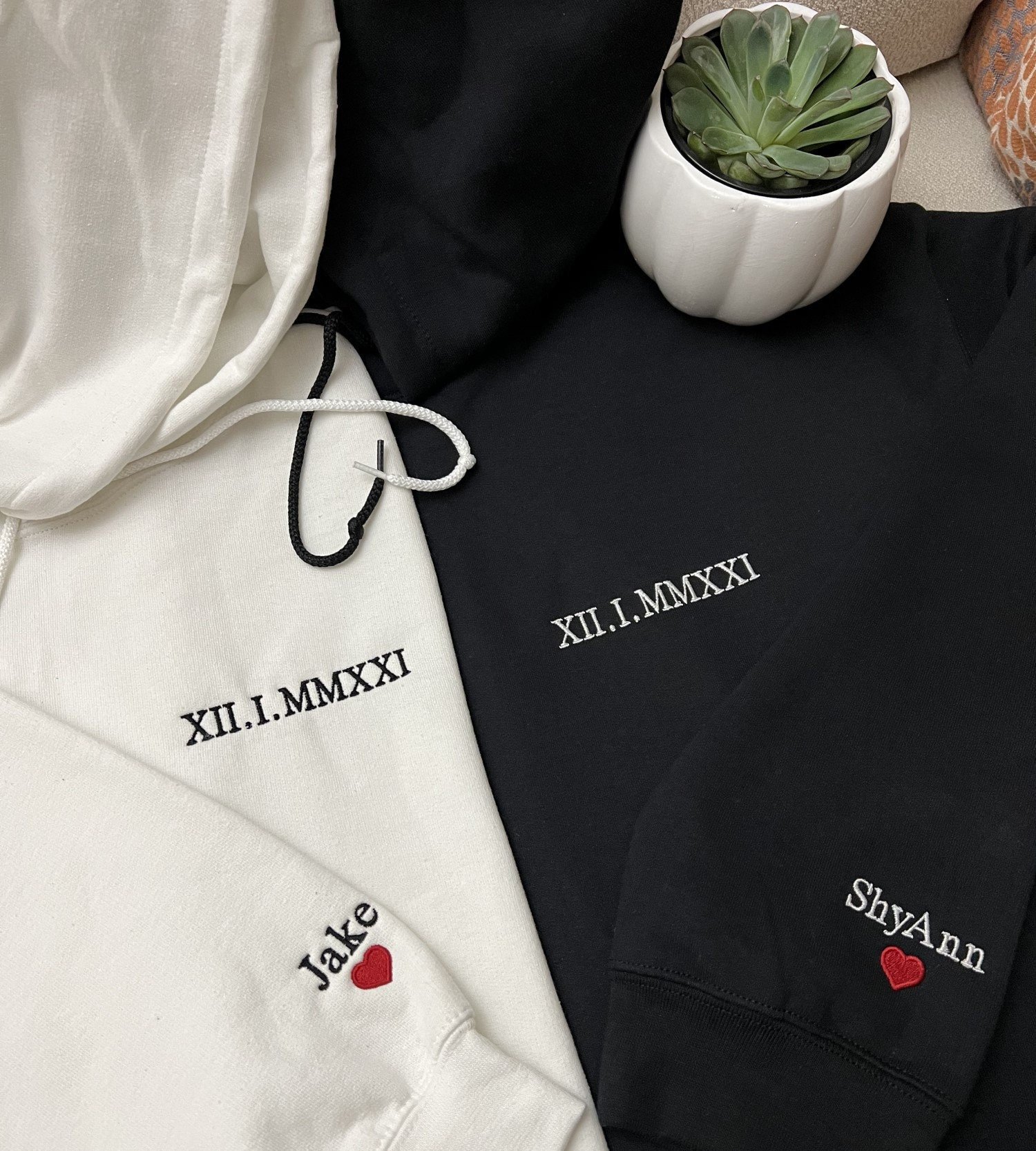Custom Roman Numeral Date Sweatshirt with Sleeve Name - Image 6