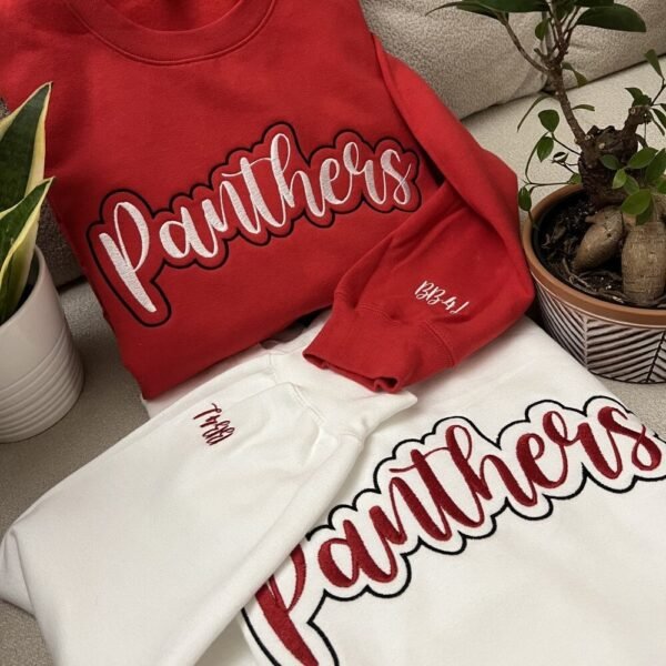 Custom Holiday Sweatshirt with Sleeve Embroidery