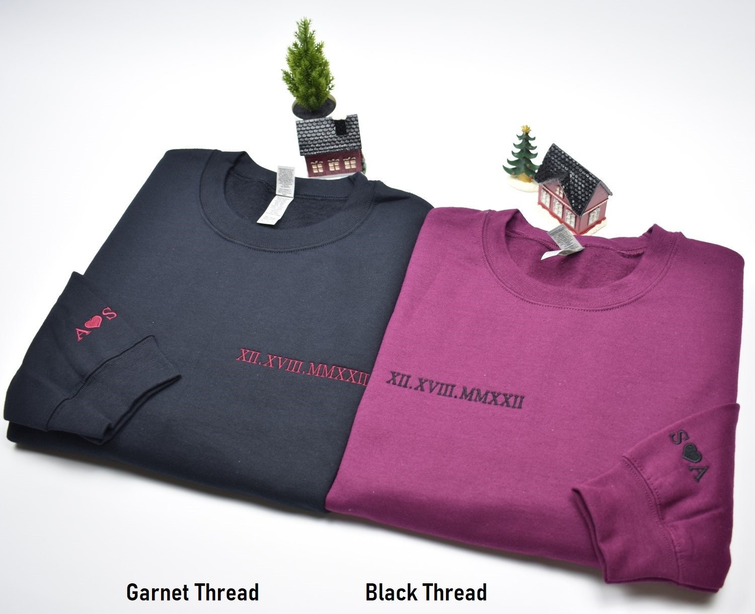 Custom Roman Numeral Date Sweatshirt with Sleeve Name - Image 7